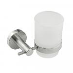 Стакан стеклянный матовый, с креплением к стене из нержавеющей стали, с круглым основанием, цвет САТИН.