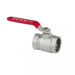 Кран шаровый 1 1/2" г/г, ручка "рычаг" красная.