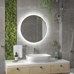 Зеркало круглое Ø500 мм, сенсорное, с внутренней ЛЭД подсветкой, ореольное свечение.