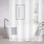 Штора однотонная, белая, матовая, в ванную комнату, с кольцами, ПЕВА, 180 х 180 см.