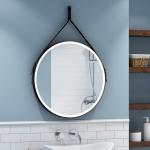 Зеркало Ø650 мм, сенсорное, с внутренней ЛЭД подсветкой , на кожанном ремне .