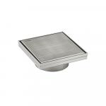 Трап душевой 150 х150 мм, вертикальный выход 100 мм, с сухим затвором, из нержавеющей стали, цвет САТИН.