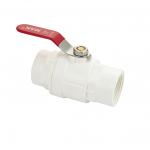 Кран шаровый 1 1/4" г/г, резьбовой, из ПВХ (PVC-U) пластика, металлическая ручка-рычаг, цвет БЕЛЫЙ.