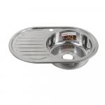 Мойка врезная, 77х50 см, правая, толщина 0,8 мм, глубина 180 мм + большой сифон с переливом