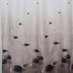 Штора с рисунком, КАМНИ НА ПЕСКЕ, в ванную комнату, без колец, полиэстэр