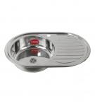 Мойка врезная, левая 770х500 мм, толщина 0,6 мм глубина 160мм под МАЛЕНЬКИЙ сифон, БЕЗ  перелива + ГОФРОСИФОН в КОМПЛЕКТЕ